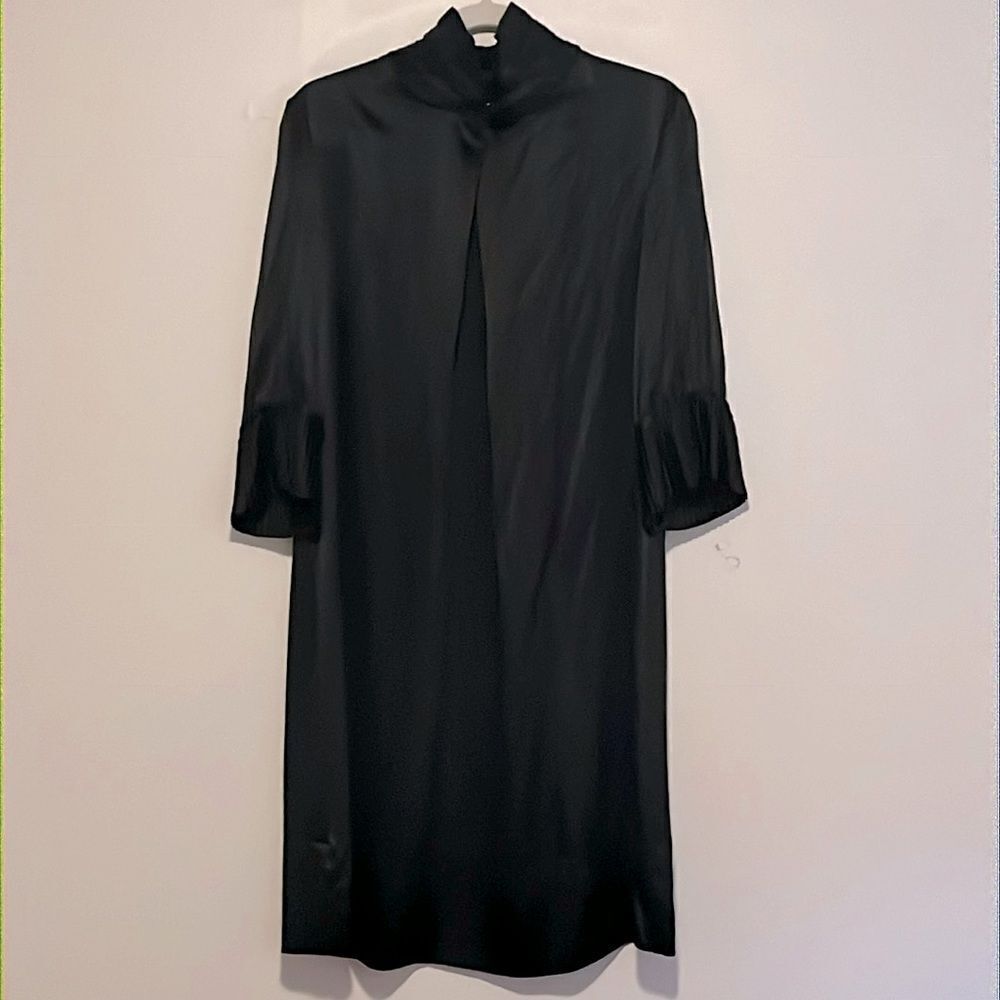 Mauro Grifoni Italian 100% silk ruffle neck dress size euro 42 /  US 6